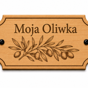 Drewniana tabliczka do donicy – Moja Oliwka