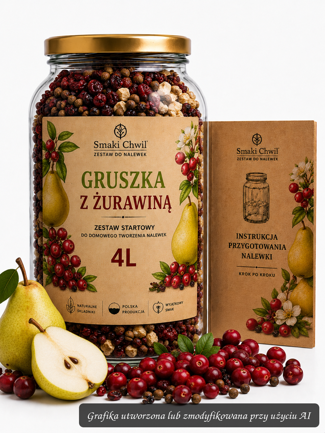 Gruszka z Żurawiną – zestaw startowy do domowego tworzenia nalewek 4L