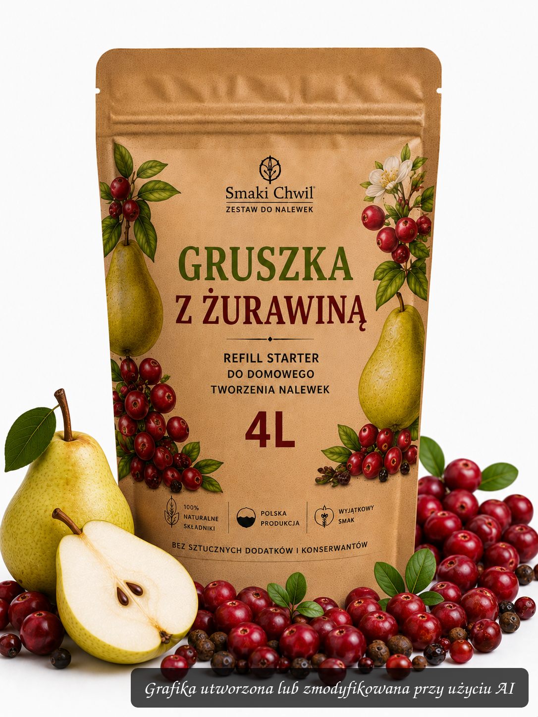 Gruszka z Żurawiną – refill starter do domowego tworzenia nalewek 4L
