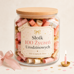 Słoik 100 Życzeń Urodzinowych – 100 urodzinowych życzeń | Oryginalny prezent urodzinowy