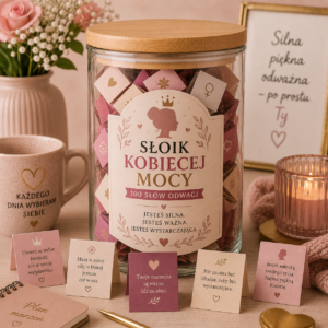 Słoik Kobiecej Mocy – 100 słów odwagi | Motywacyjny prezent dla kobiety