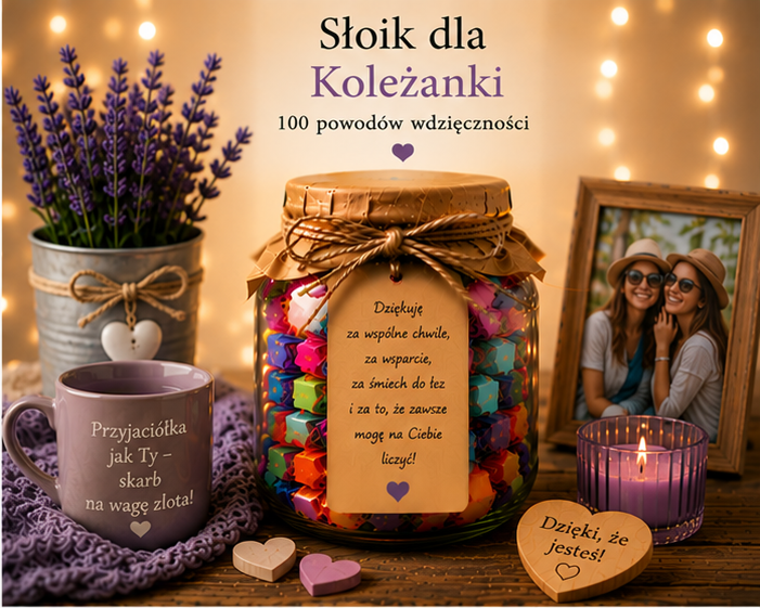 Słoik Wdzięczności – 100 powodów do wdzięczności | Prezent wspierający wdzięczność