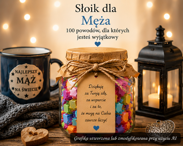 Słoik dla Męża – 100 wyznań miłości | Romantyczny prezent dla Męża