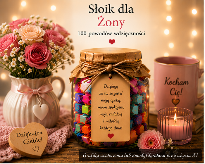 Słoik dla Żony – 100 wyznań miłości | Romantyczny prezent dla Żony