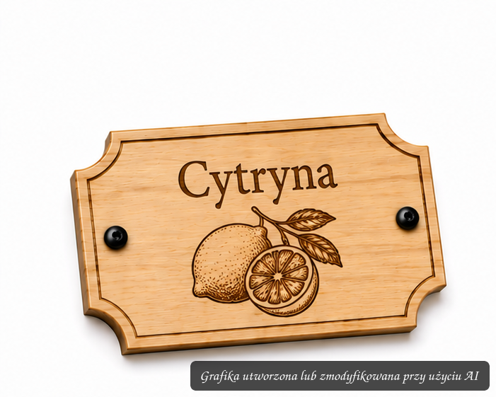 Drewniana tabliczka do donicy – Cytryna