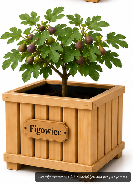 Drewniana Donica PREMIUM „Figowiec” z tabliczką