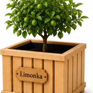 Drewniana Donica PREMIUM „Limonka” z tabliczką