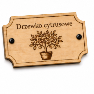 Drewniana Donica PREMIUM „Drzewko cytrusowe” z tabliczką