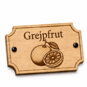 Drewniana tabliczka do donicy – Grejpfrut