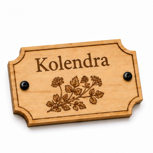 Drewniana tabliczka do donicy – Kolendra