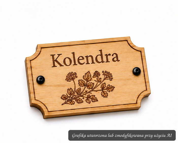 Drewniana Donica PREMIUM „Kolendra” z tabliczką - obrazek 2