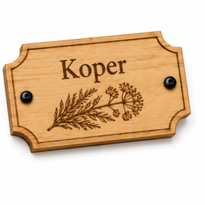 Drewniana tabliczka do donicy – Koper