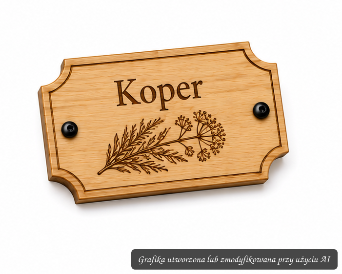 Drewniana tabliczka do donicy – Koper