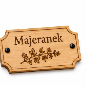 Drewniana Donica PREMIUM „Majeranek” z tabliczką