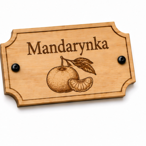 Drewniana Donica PREMIUM „Mandarynka” z tabliczką