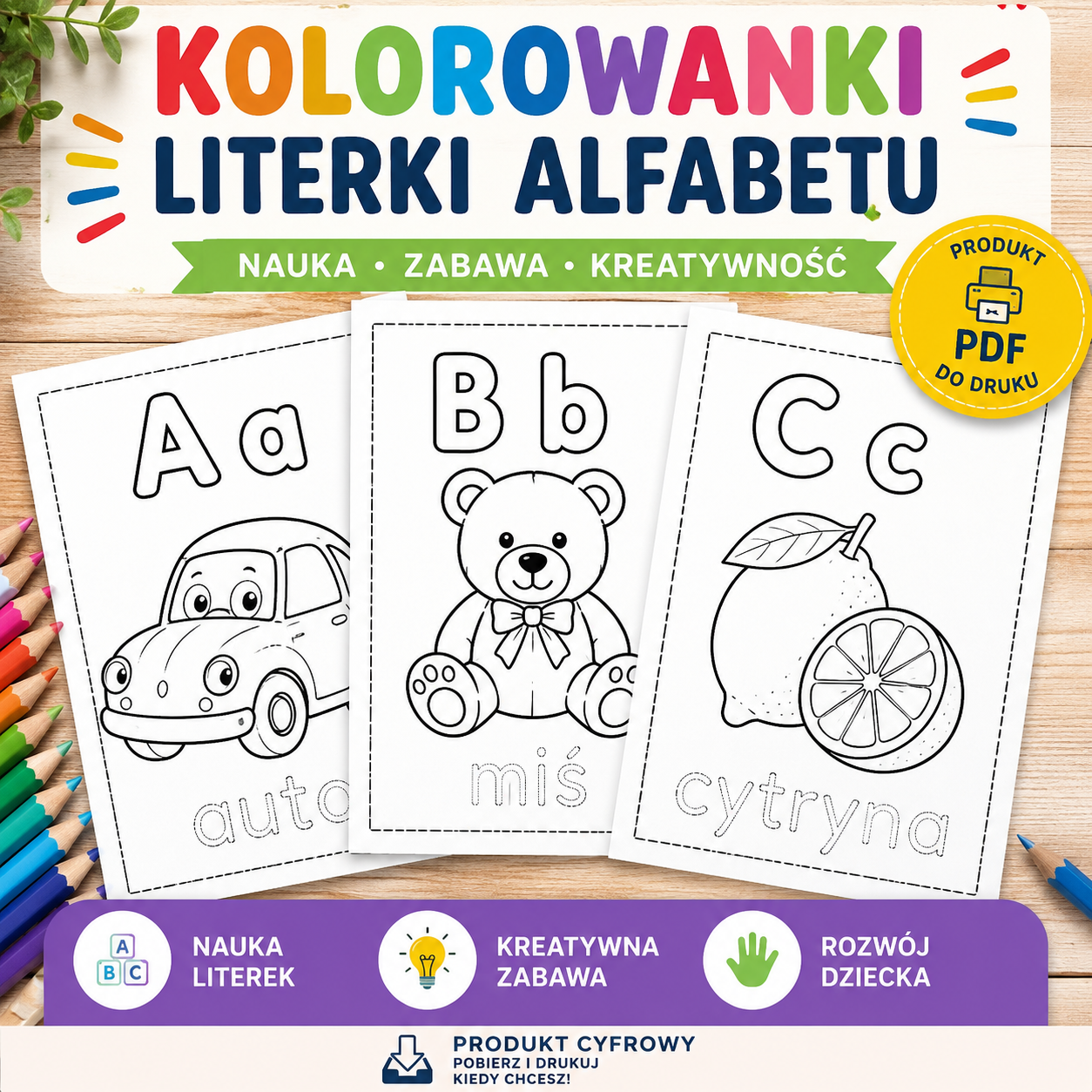 Kolorowanki Literki Alfabetu PDF – Nauka Pisania i Kreatywna Zabawa dla Dzieci