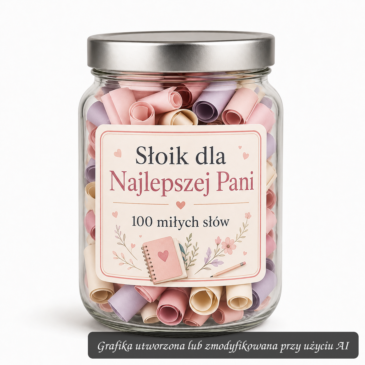 Słoik dla Najlepszej Pani – 100 miłych słów | Prezent od dzieci dla nauczycielki