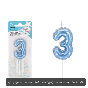 Świeczka urodzinowa BLUE STAR Cyferka 3