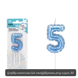 Świeczka urodzinowa BLUE STAR Cyferka 5