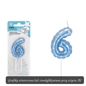 Świeczka urodzinowa BLUE STAR Cyferka 6