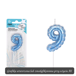 Świeczka urodzinowa BLUE STAR Cyferka 9