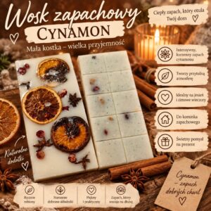 Wosk Zapachowy Cynamon do Kominka – ręcznie tworzona kostka zapachowa