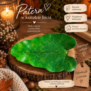Patera Liść Zielona – ręcznie wykonana tacka inspirowana naturą