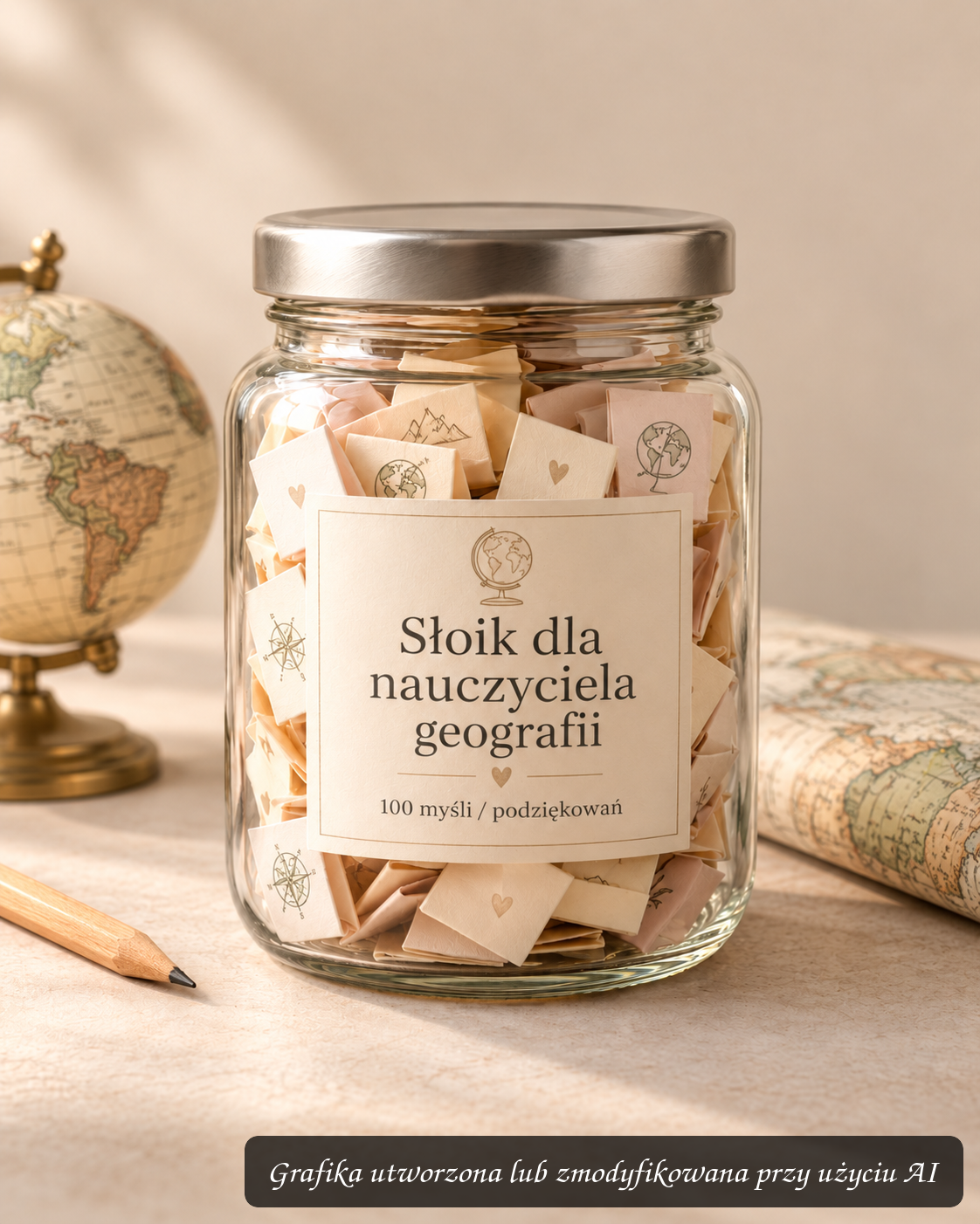 Słoik dla nauczyciela geografii – prezent z podziękowaniami