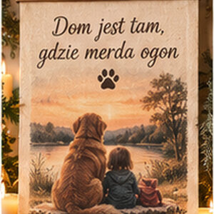Obraz na bawełnie – Dom jest tam, gdzie merda ogon