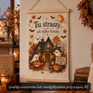 Obraz rodzinny na bawełnie – Tu straszy… ale tylko trochę