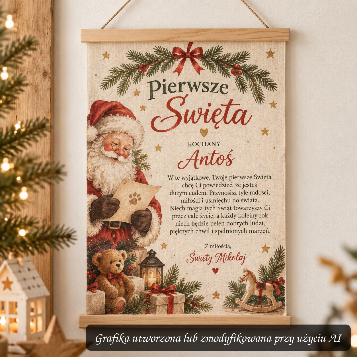 List od Świętego Mikołaja na bawełnie – Pierwsze Święta
