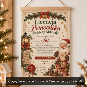 Licencja Pomocnika Świętego Mikołaja na bawełnie