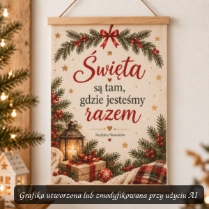 Obraz na bawełnie – Święta są tam, gdzie jesteśmy razem